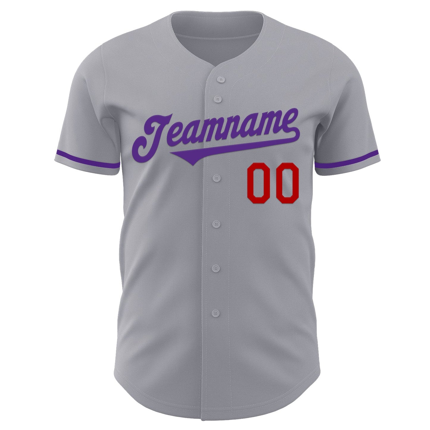 Custom Gray Purple-Red Authentic Baseball Jersey view 2