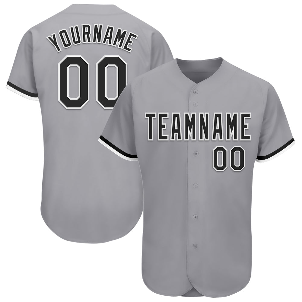 Custom Gray Black-White Authentic Baseball Jersey - Main View