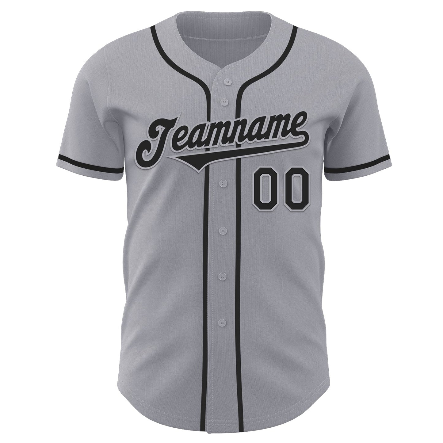 Custom Gray Black Authentic Baseball Jersey view 2