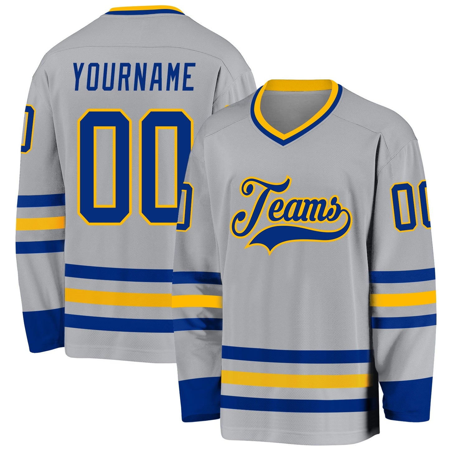 Custom Gray Royal-Gold Hockey Jersey - Main View