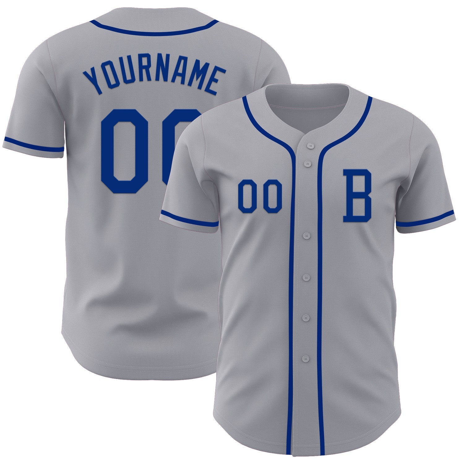 Custom Gray Royal Authentic Baseball Jersey - Main View