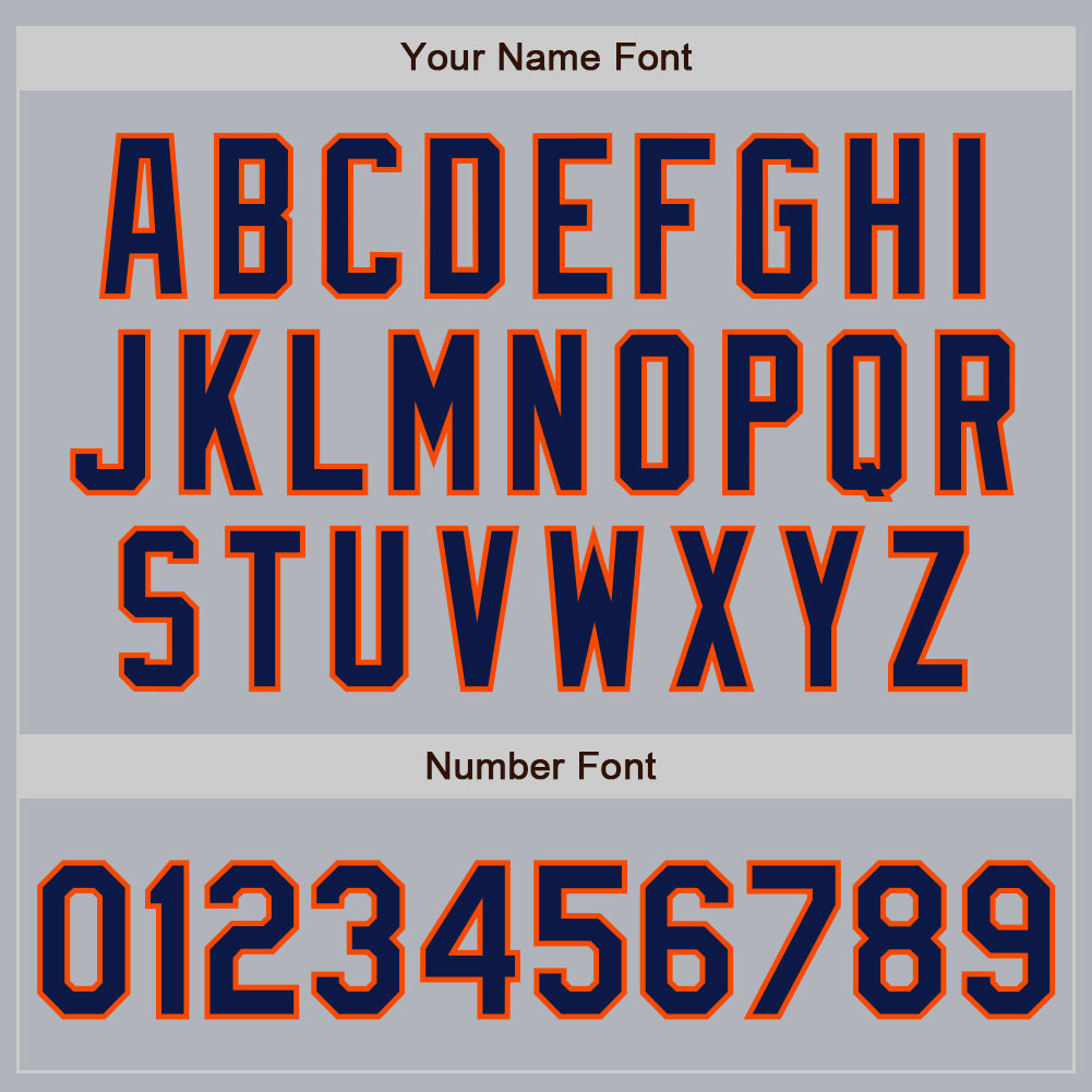 Custom Gray Navy-Orange Authentic Baseball Jersey view 8