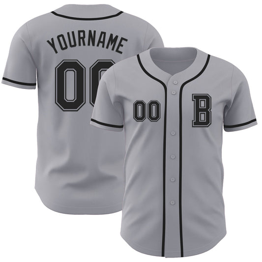 Custom Gray Black Authentic Baseball Jersey - Main View