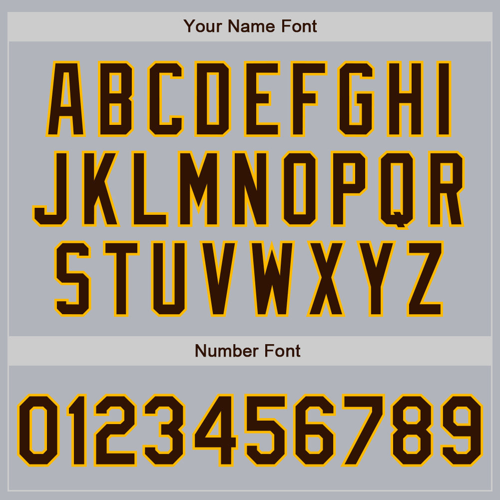 Custom Gray Brown-Gold Authentic Baseball Jersey view 8