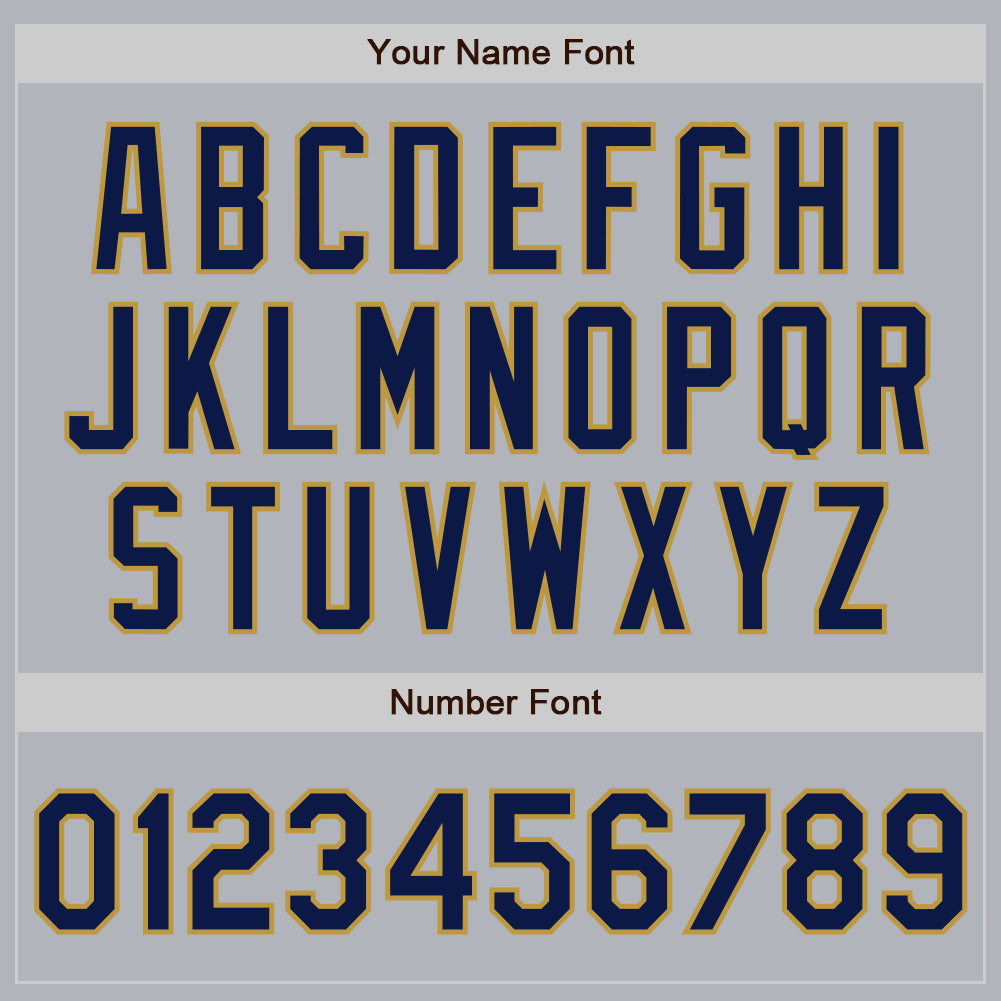 Custom Gray Navy-Old Gold Authentic Baseball Jersey view 8