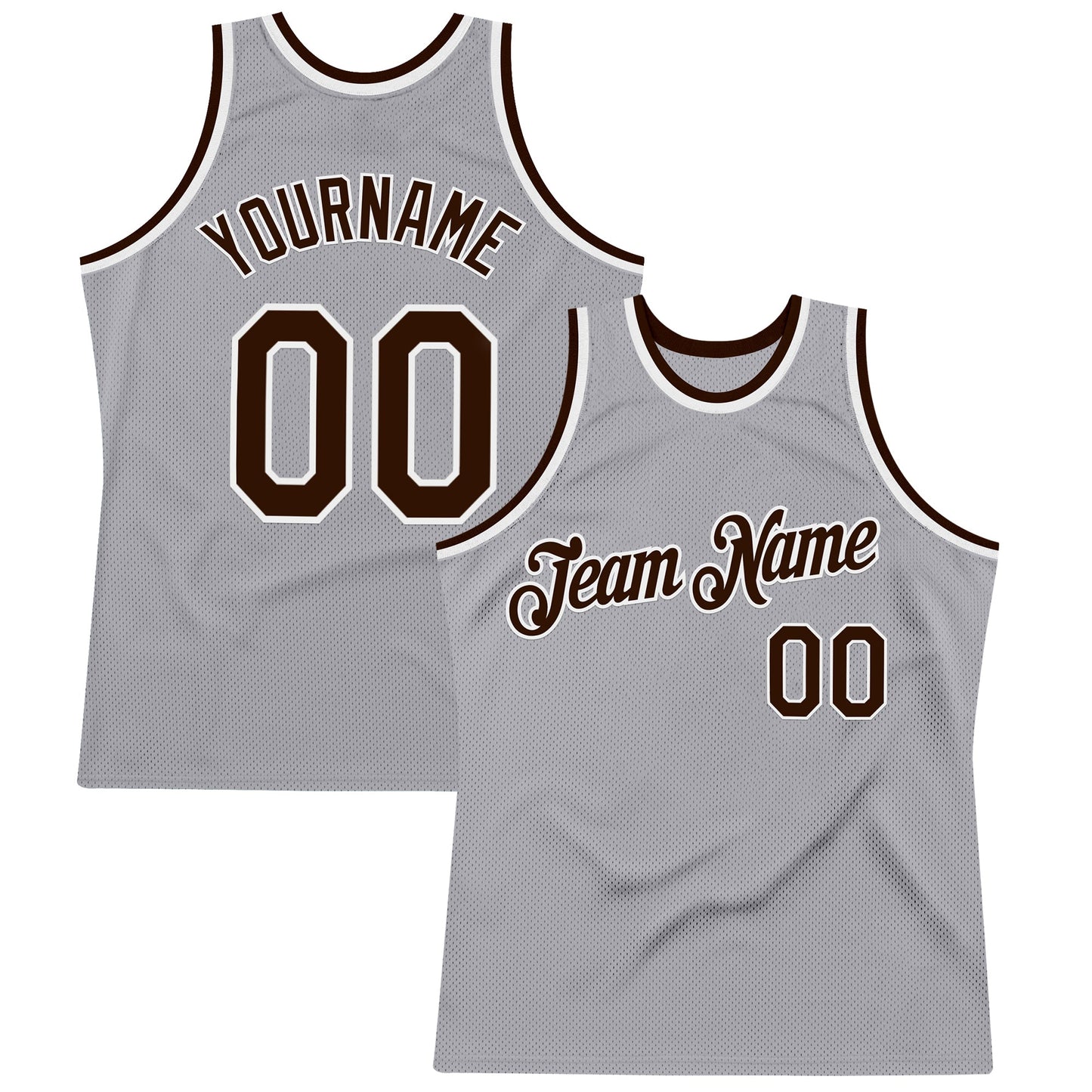 Custom Gray Brown-White Authentic Throwback Basketball Jersey - Main View