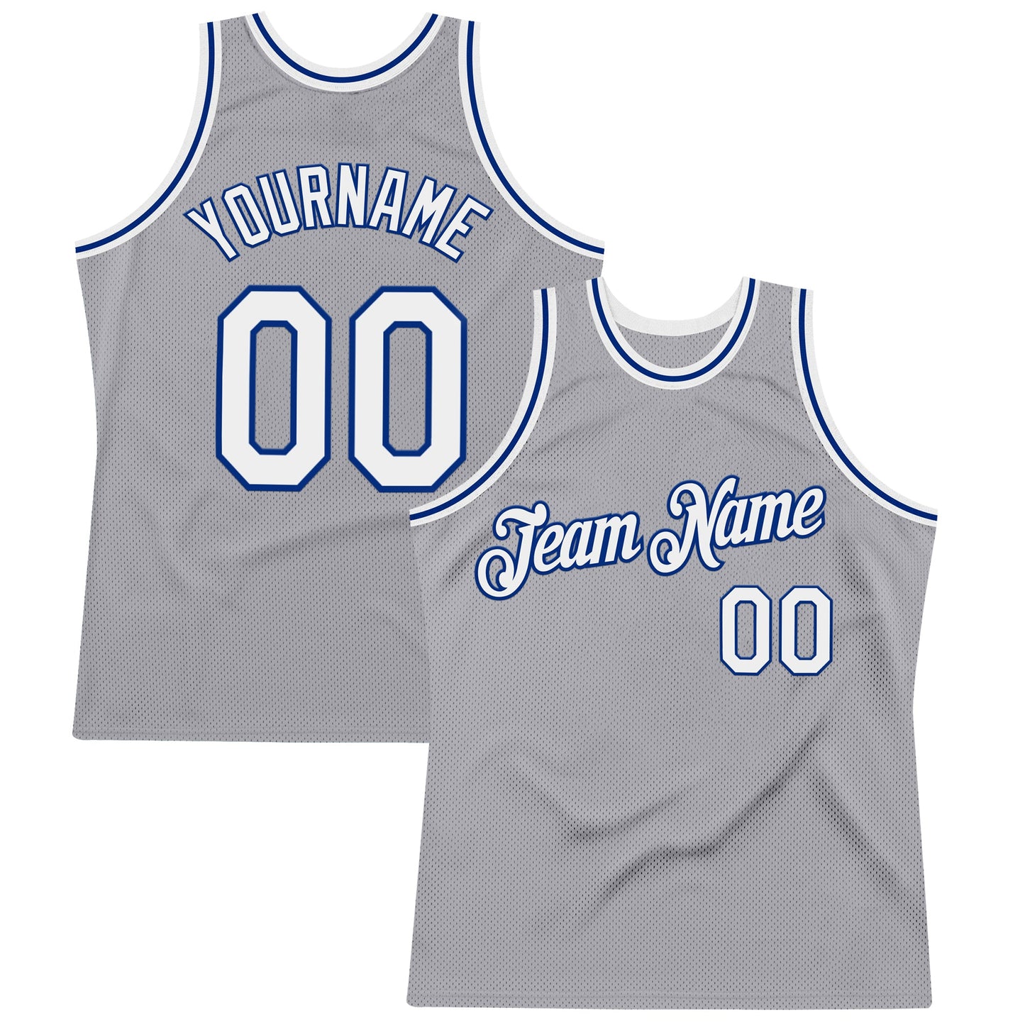 Custom Gray White-Royal Authentic Throwback Basketball Jersey - Main View