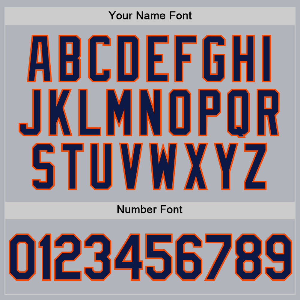 Custom Gray Navy-Orange Authentic Throwback Basketball Jersey view 4