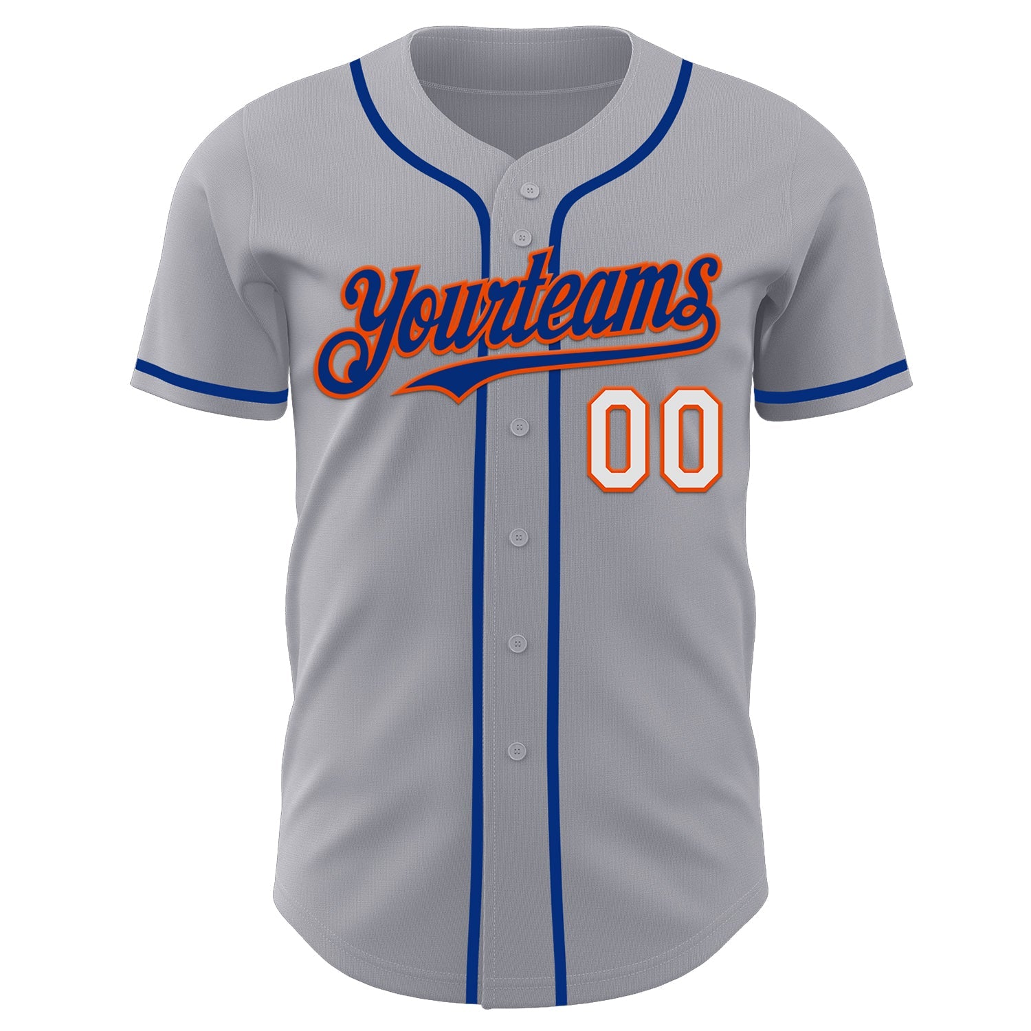 Custom Gray White Orange-Royal Authentic Baseball Jersey view 2