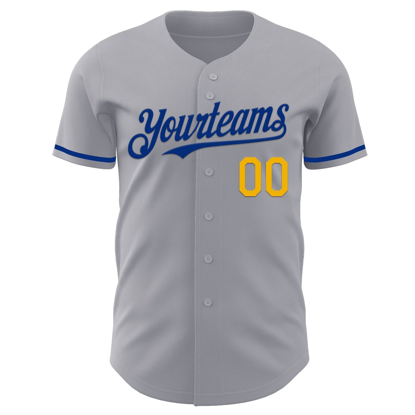 Custom Gray Royal-Gold Authentic Baseball Jersey view 2