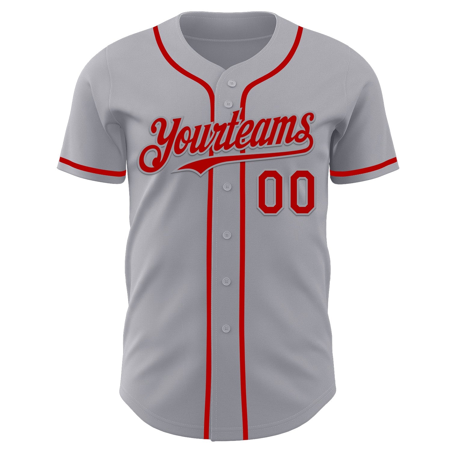 Custom Gray Red Authentic Baseball Jersey view 2