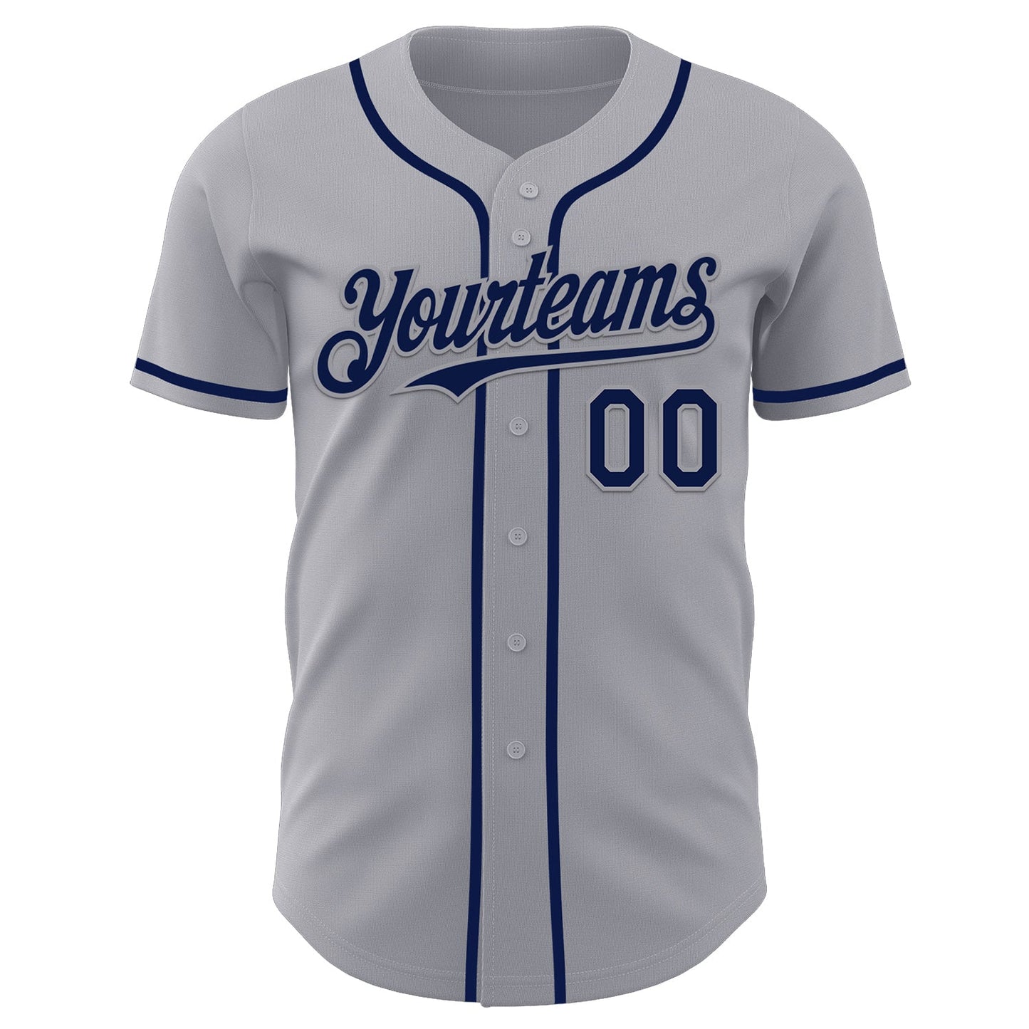 Custom Gray Navy Authentic Baseball Jersey view 2