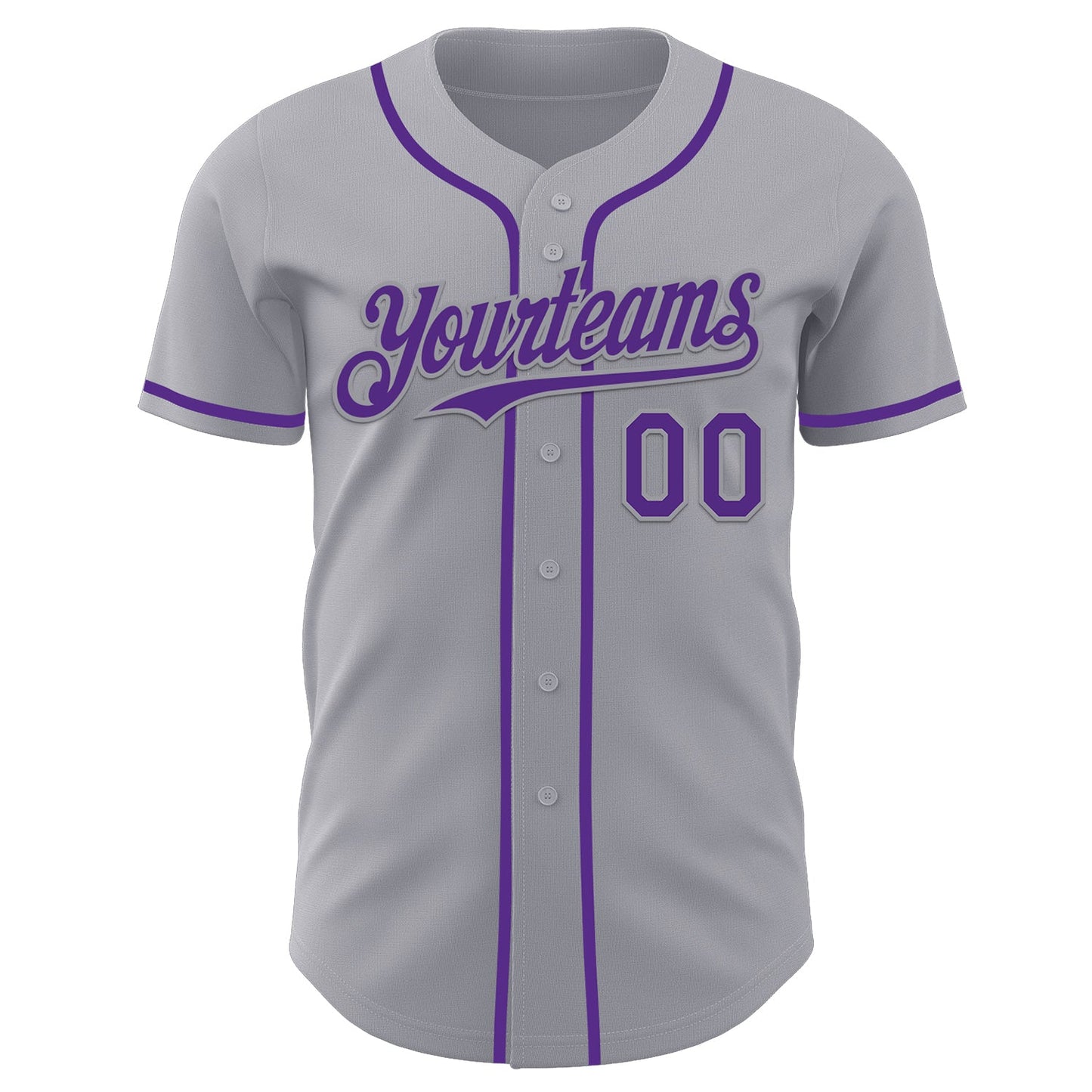 Custom Gray Purple Authentic Baseball Jersey view 2