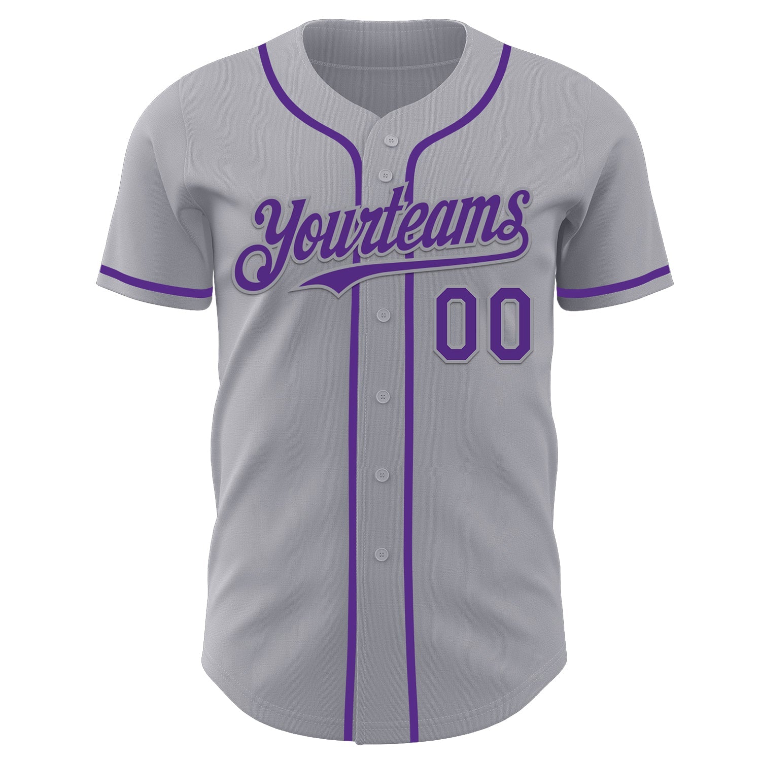 Custom Gray Purple Authentic Baseball Jersey view 2