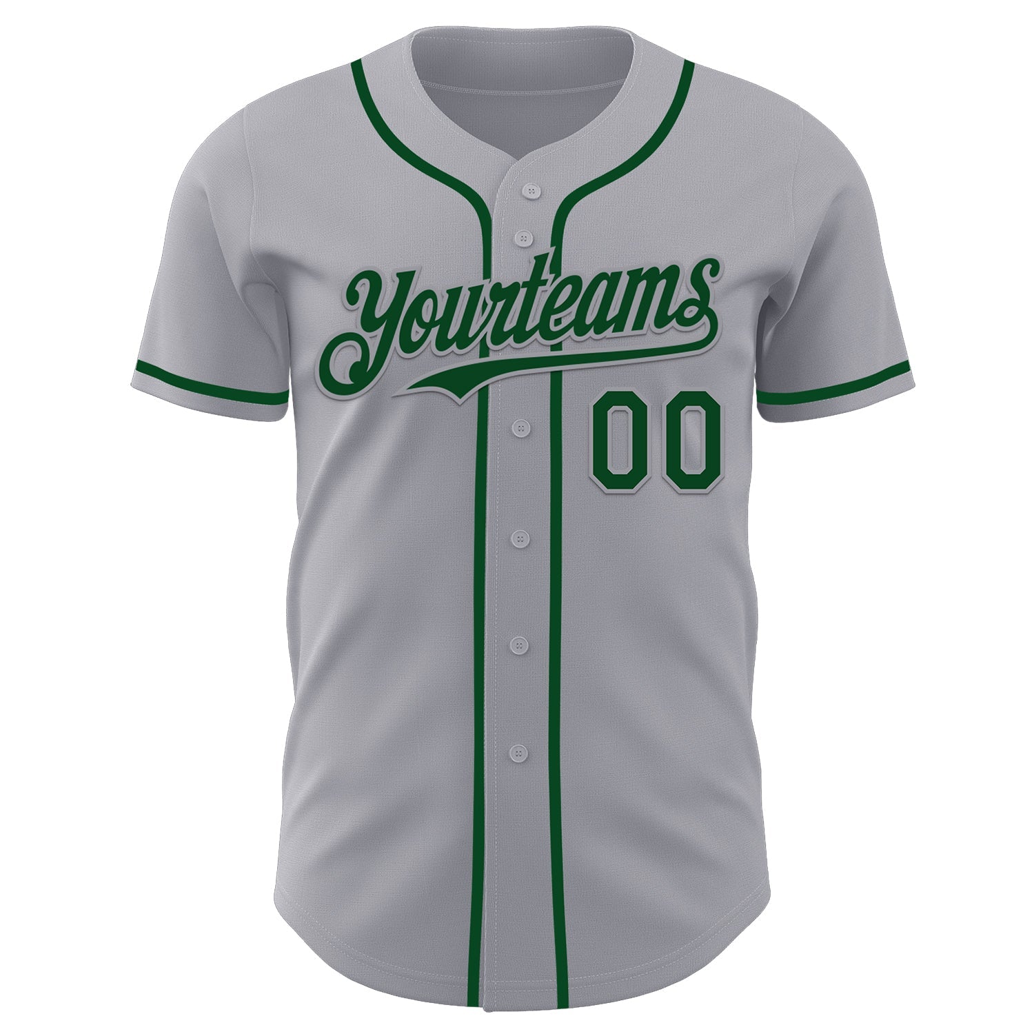 Custom Gray Green Authentic Baseball Jersey view 2