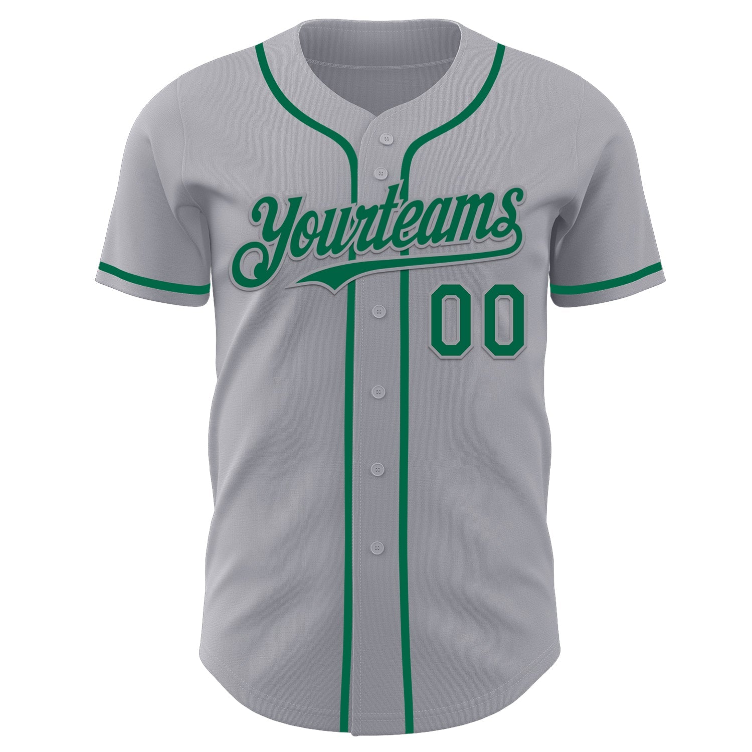 Custom Gray Kelly Green Authentic Baseball Jersey view 2