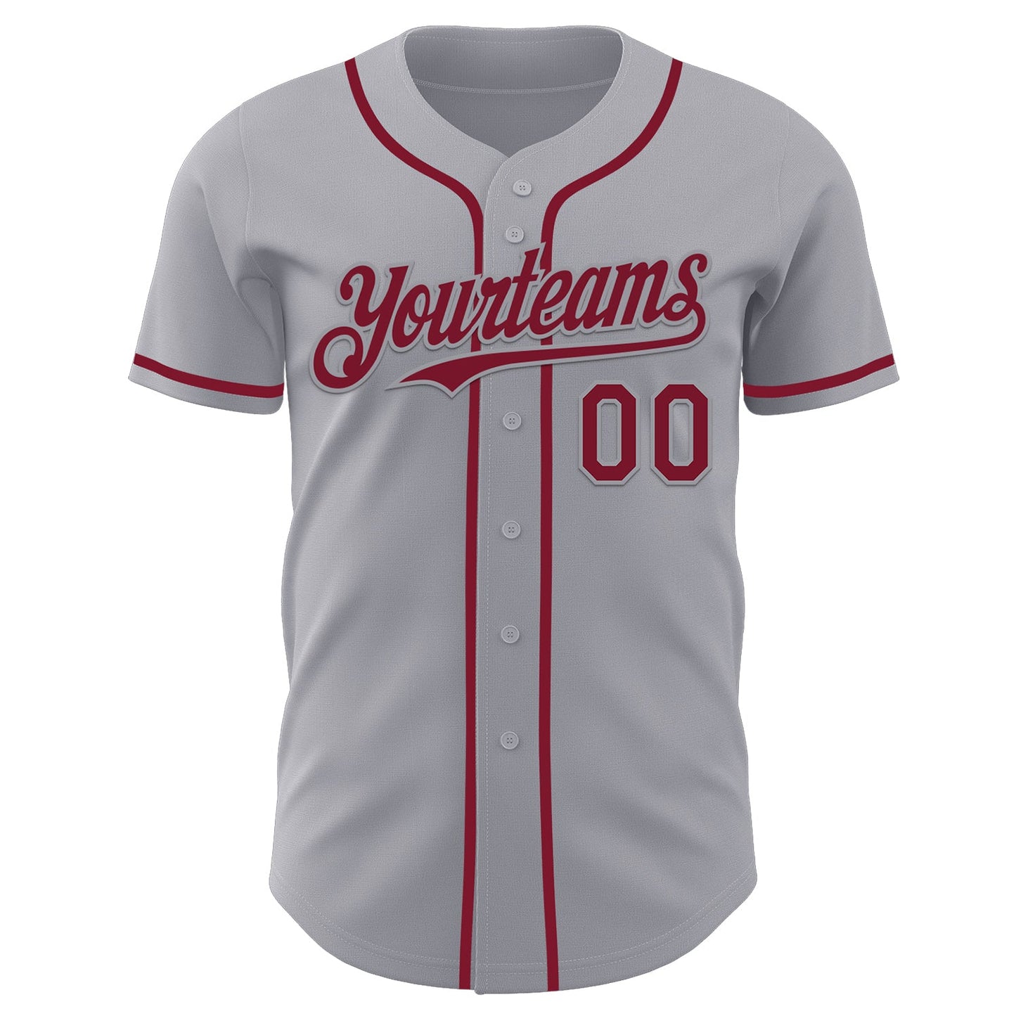 Custom Gray Crimson Authentic Baseball Jersey view 2