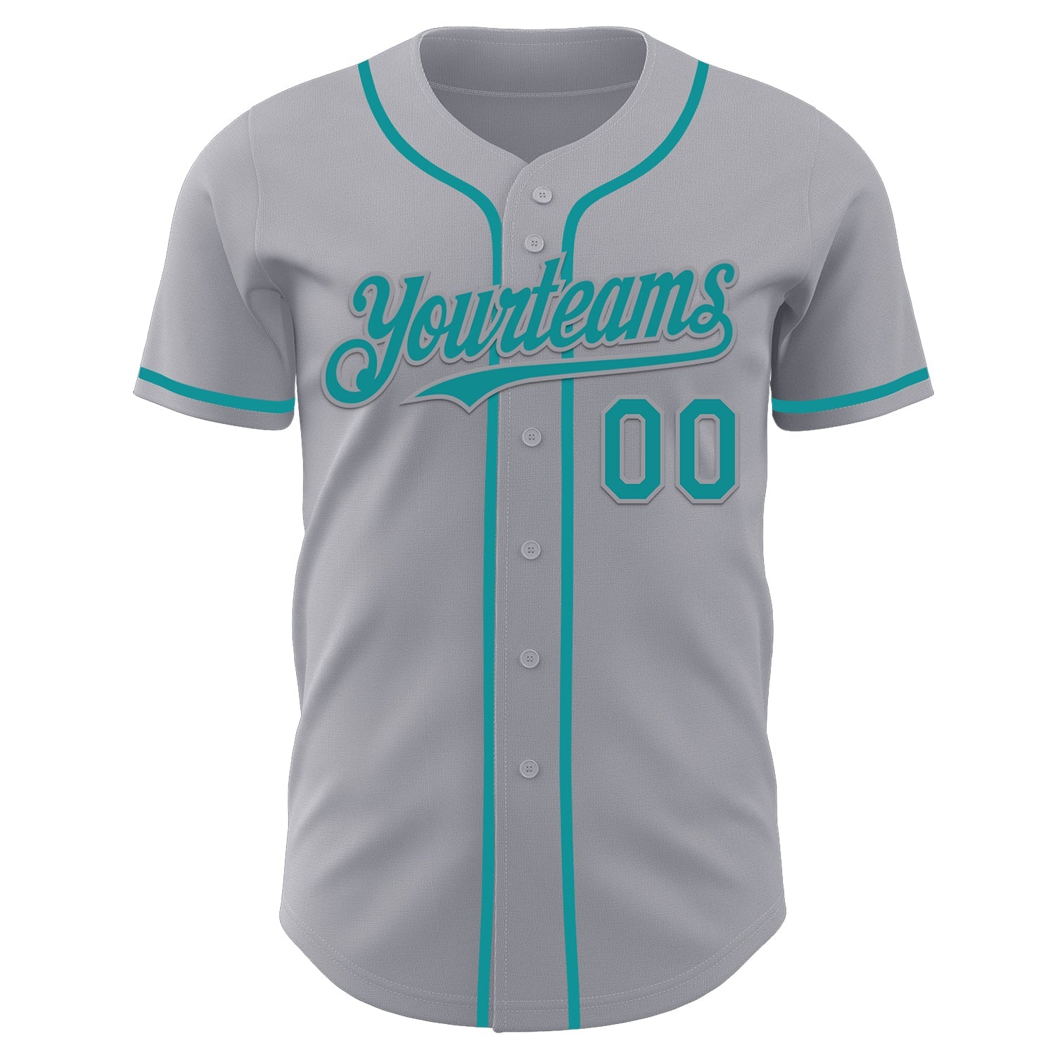 Custom Gray Teal Authentic Baseball Jersey view 2
