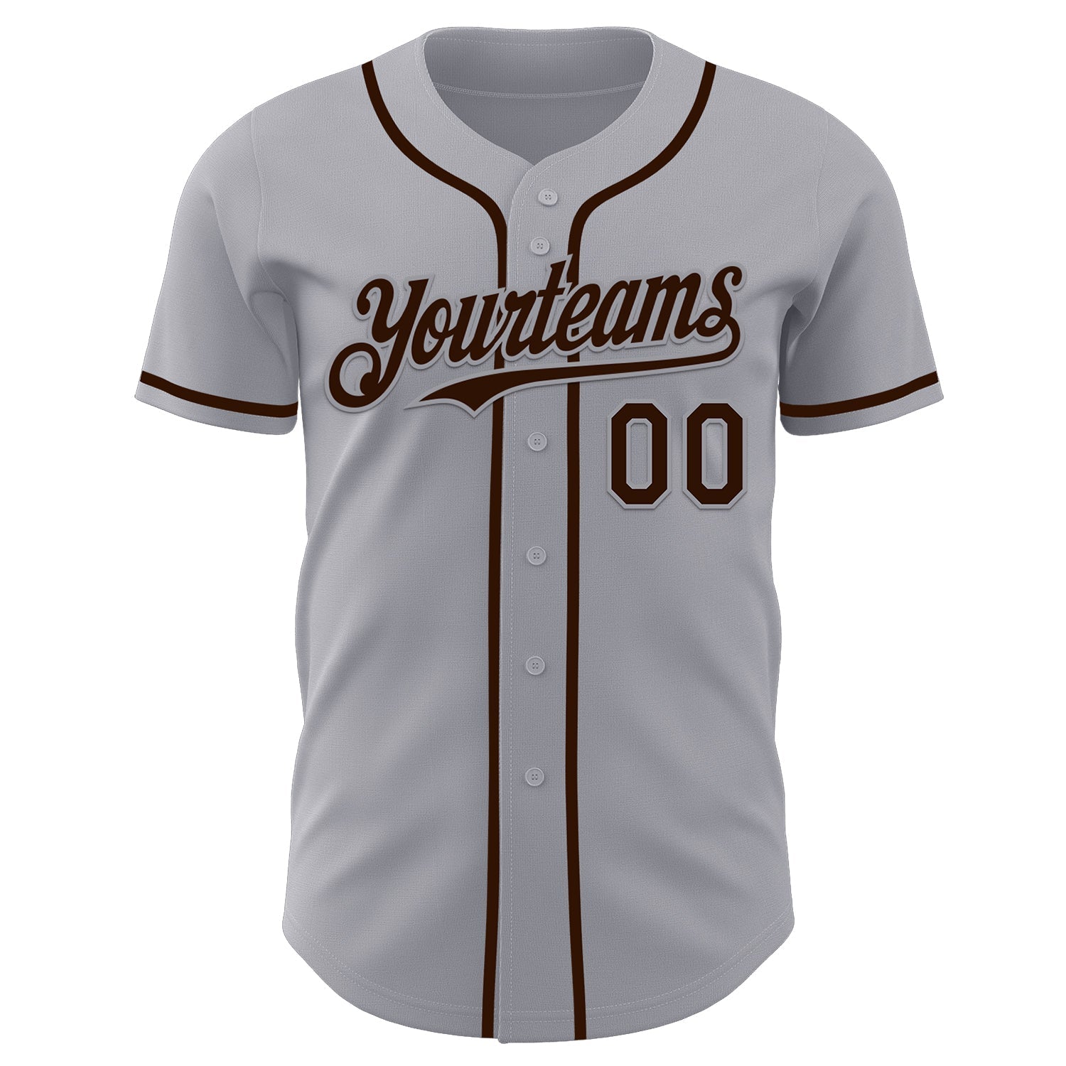 Custom Gray Brown Authentic Baseball Jersey view 2