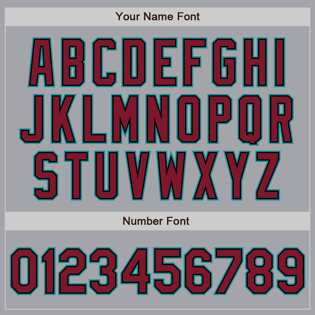 Custom Gray Black Pinstripe Crimson-Teal Authentic Baseball Jersey view 5