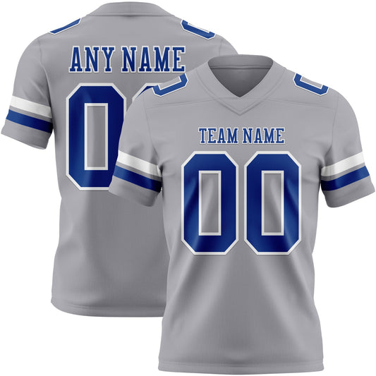 Custom Gray Royal-White Authentic Football Jersey - Main View