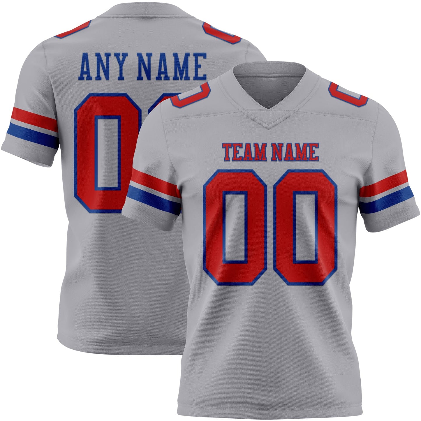 Custom Gray Red-Royal Authentic Football Jersey - Main View