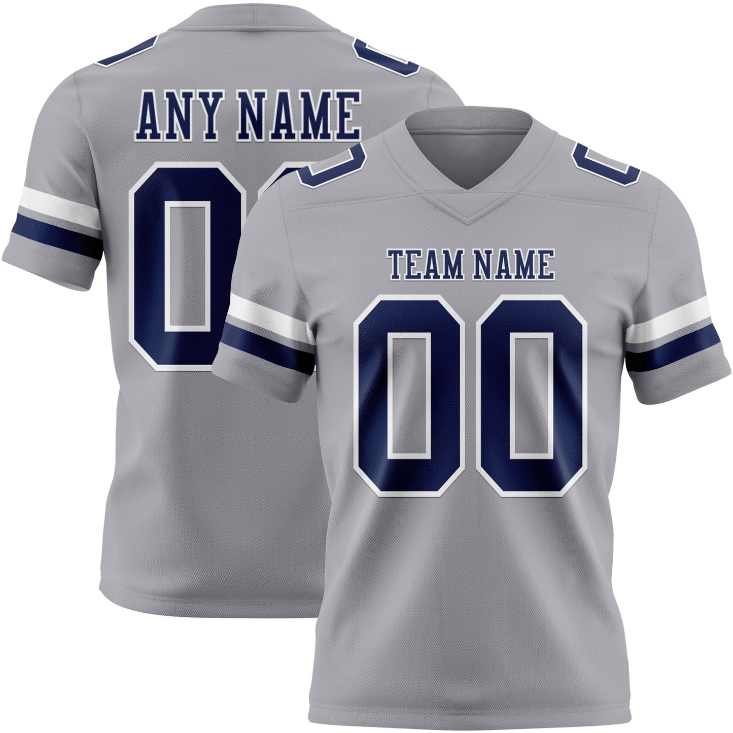 Custom Gray Navy-White Authentic Football Jersey - Main View