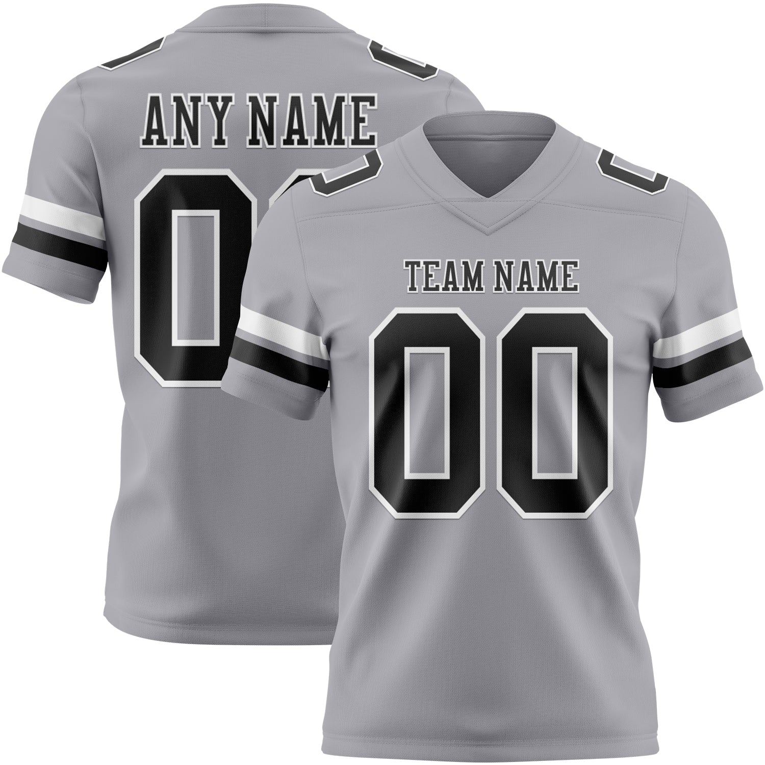 Custom Gray Black-White Authentic Football Jersey - Main View