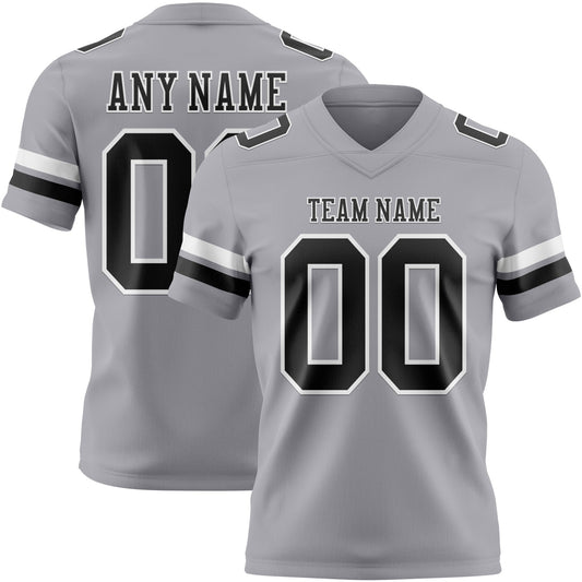 Custom Gray Black-White Authentic Football Jersey - Main View