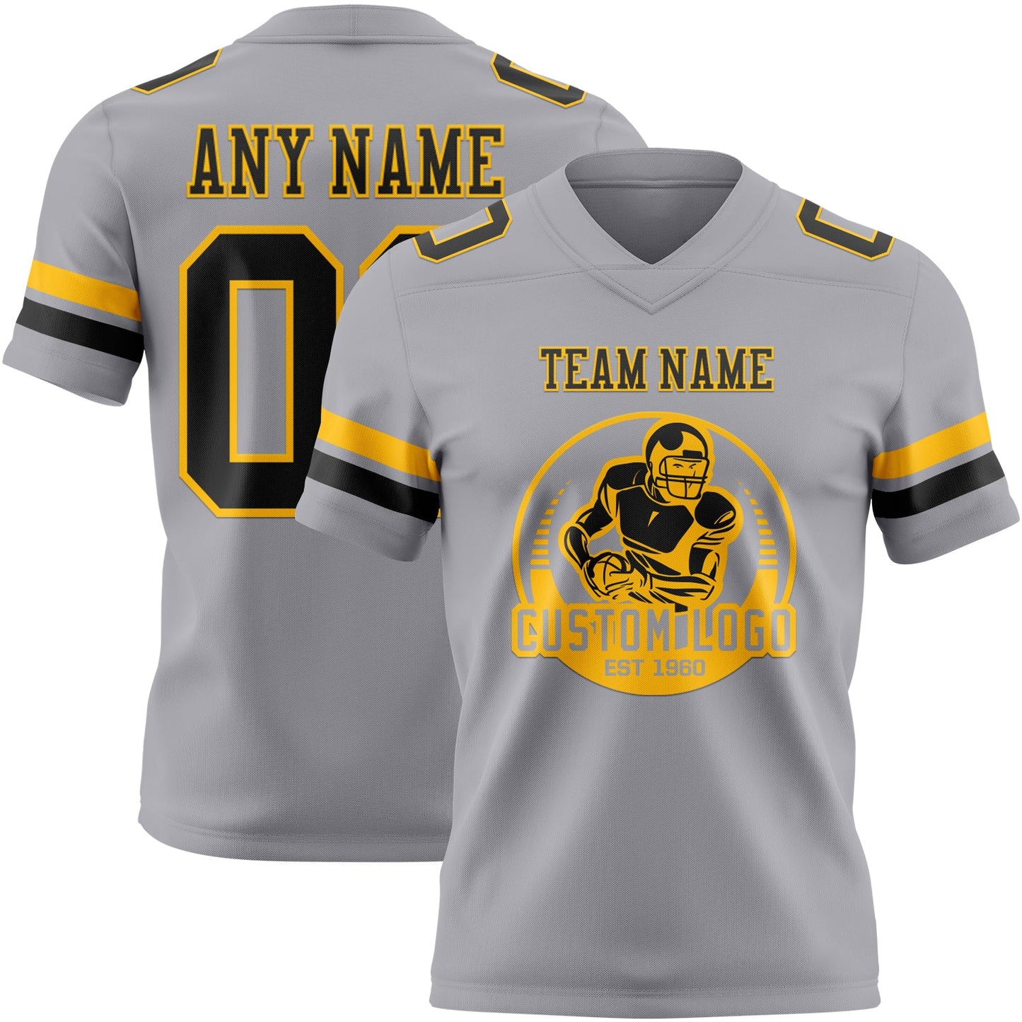 Custom Gray Black-Gold Authentic Football Jersey view 2