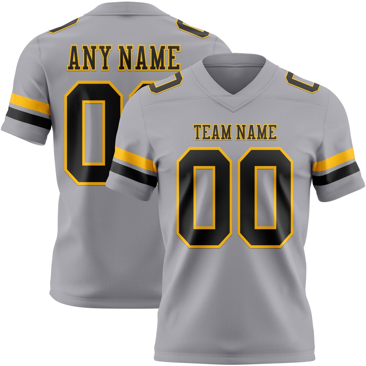 Custom Gray Black-Gold Authentic Football Jersey - Main View