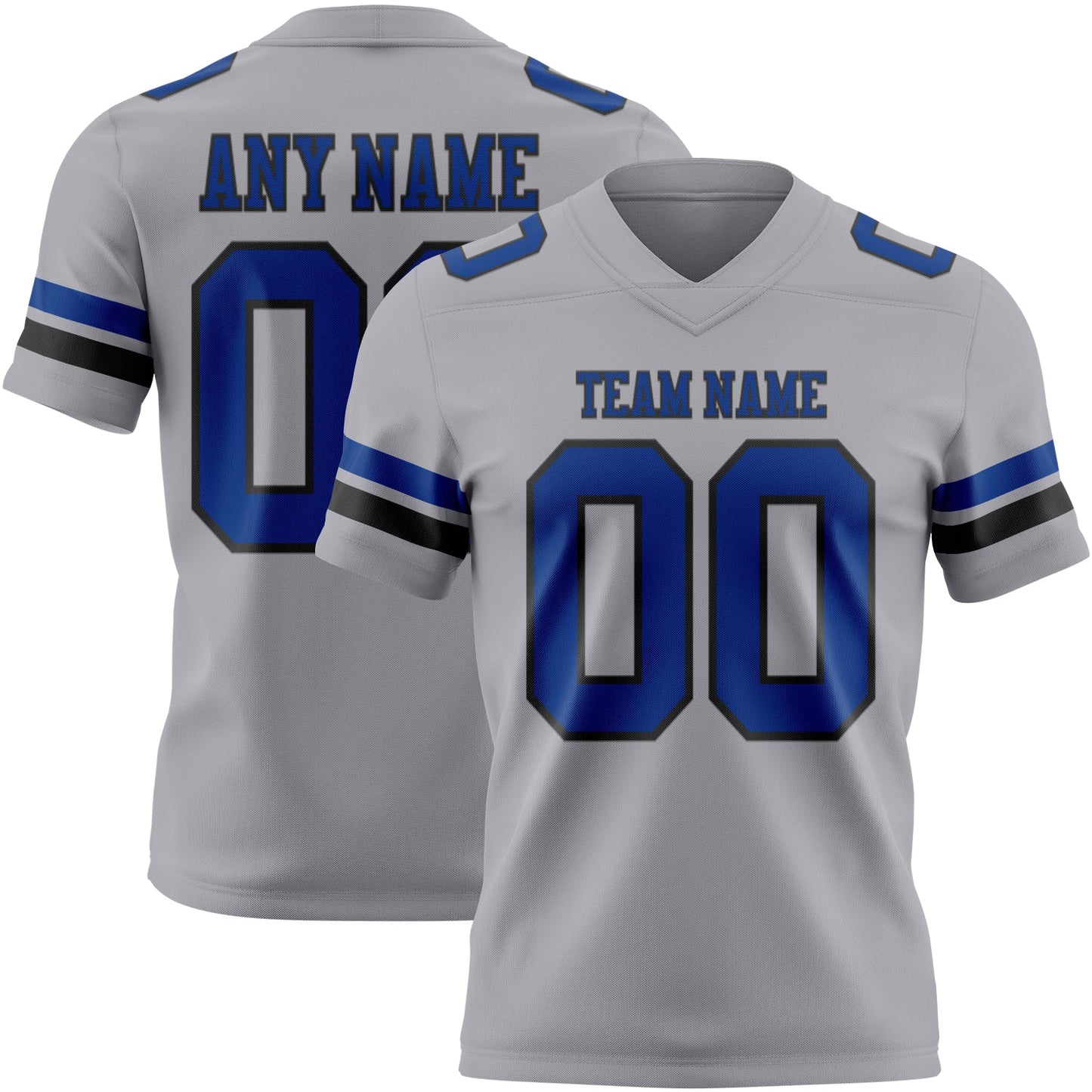 Custom Gray Royal-Black Authentic Football Jersey - Main View