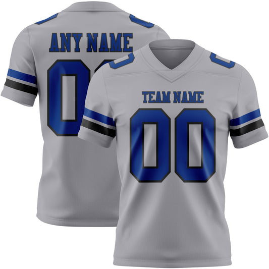 Custom Gray Royal-Black Authentic Football Jersey - Main View