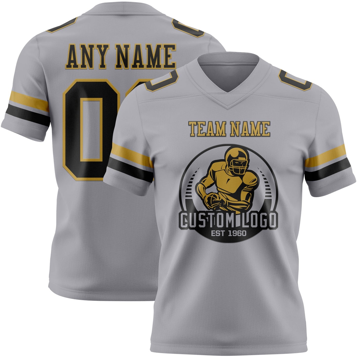 Custom Gray Black-Old Gold Authentic Football Jersey view 2