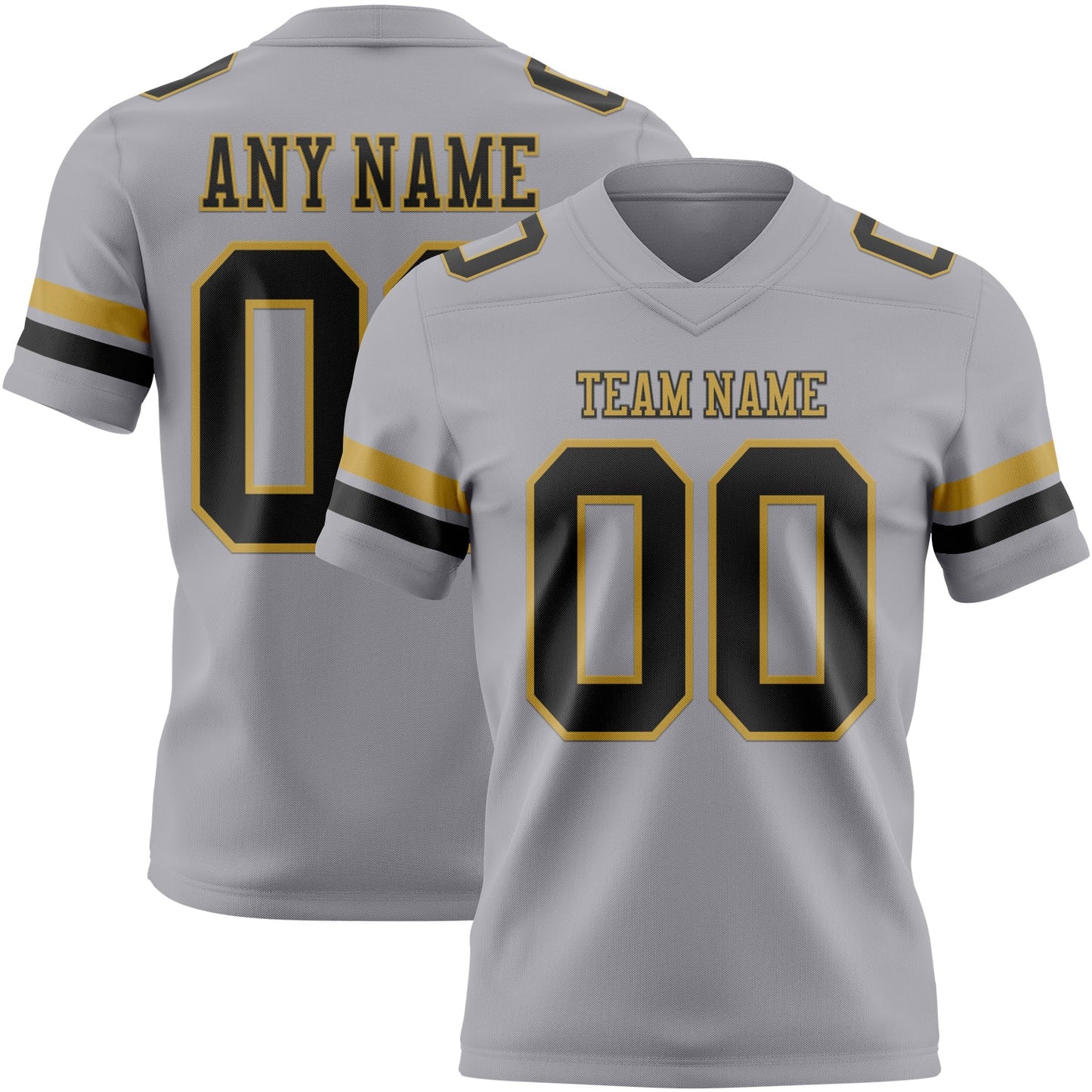 Custom Gray Black-Old Gold Authentic Football Jersey - Main View