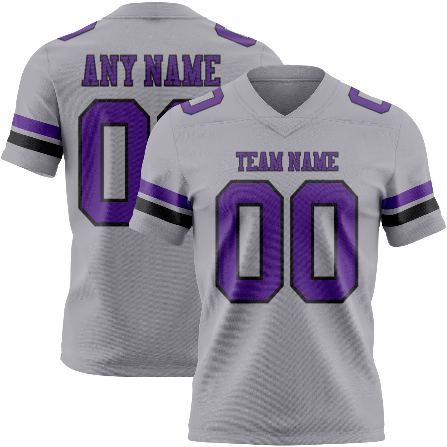 Custom Gray Purple-Black Authentic Football Jersey - Main View