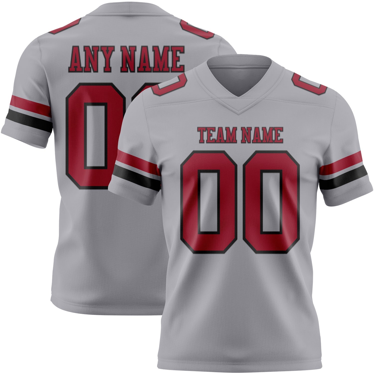 Custom Gray Cardinal-Black Authentic Football Jersey - Main View
