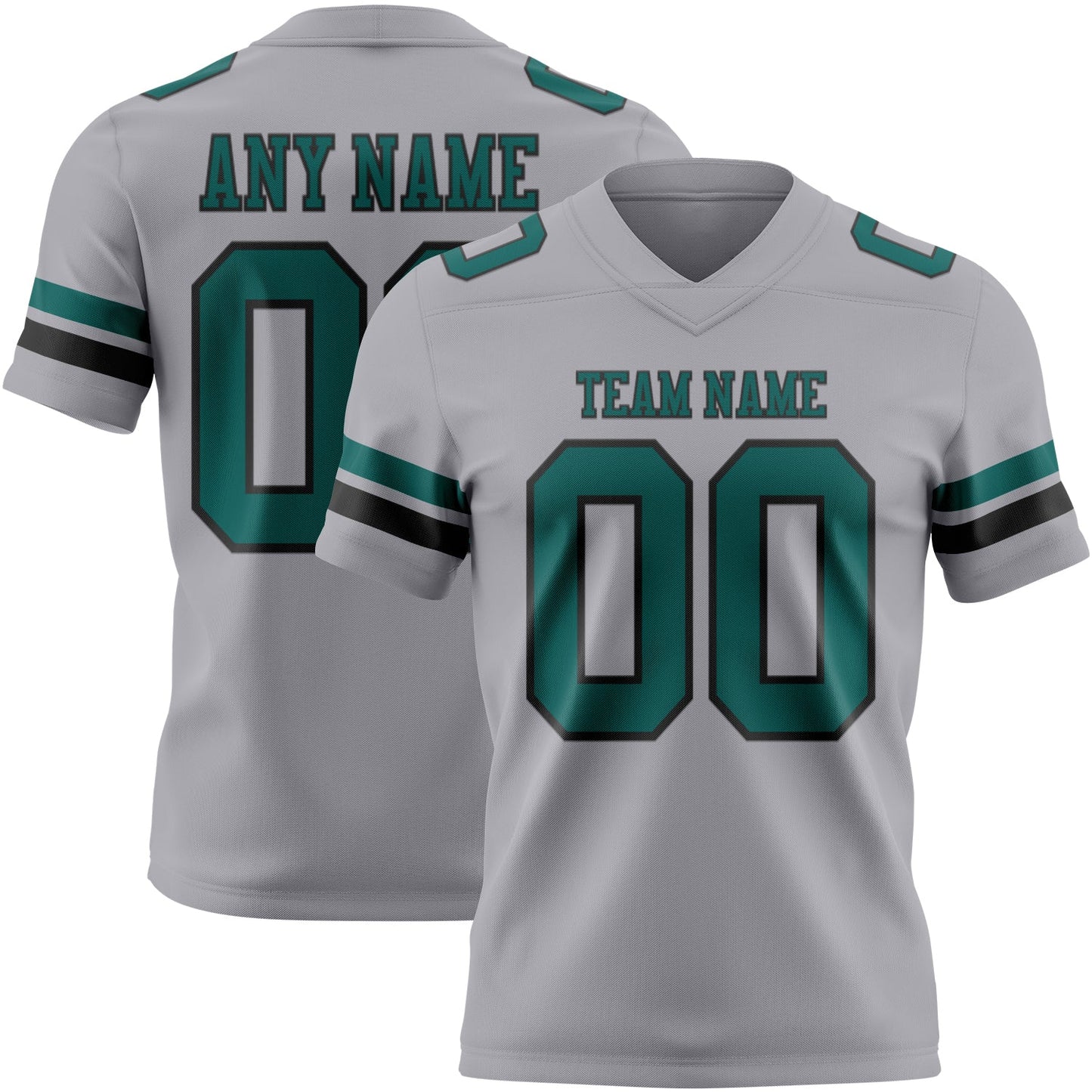 Custom Gray Midnight Green-Black Authentic Football Jersey - Main View