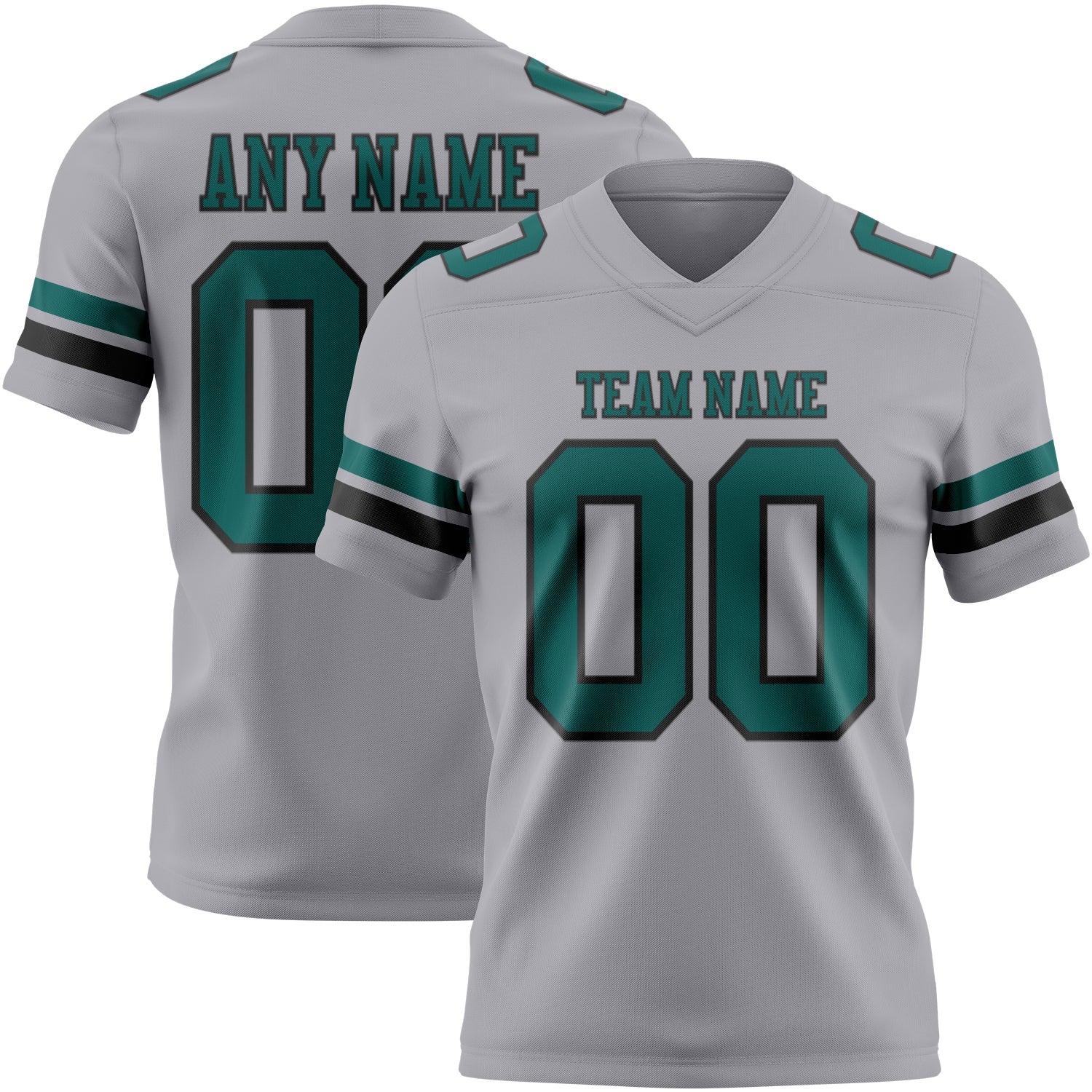 Custom Gray Midnight Green-Black Authentic Football Jersey - Main View