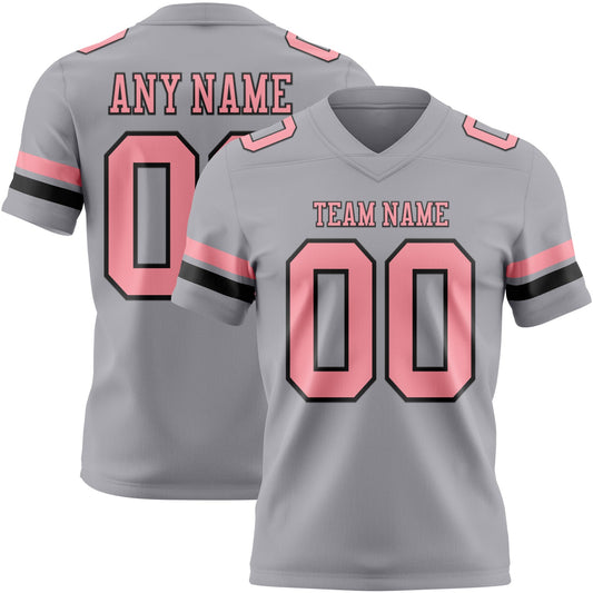 Custom Gray Medium Pink-Black Authentic Football Jersey - Main View