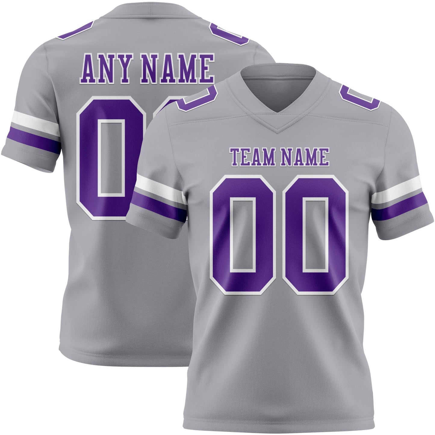 Custom Gray Purple-White Authentic Football Jersey - Main View