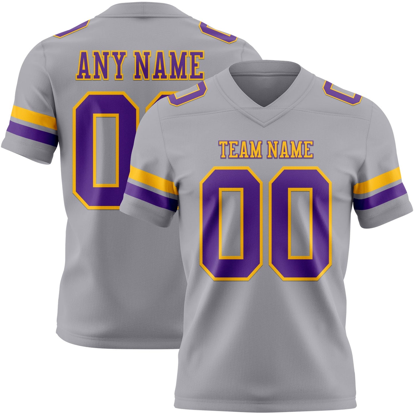 Custom Gray Purple-Gold Authentic Football Jersey - Main View
