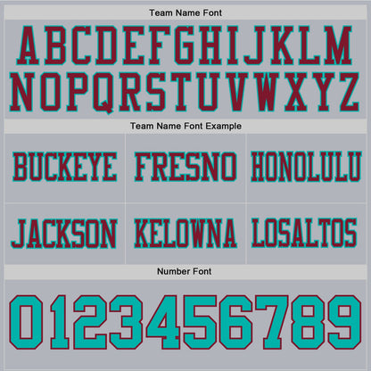 Custom Gray Aqua-Crimson Authentic Football Jersey view 4