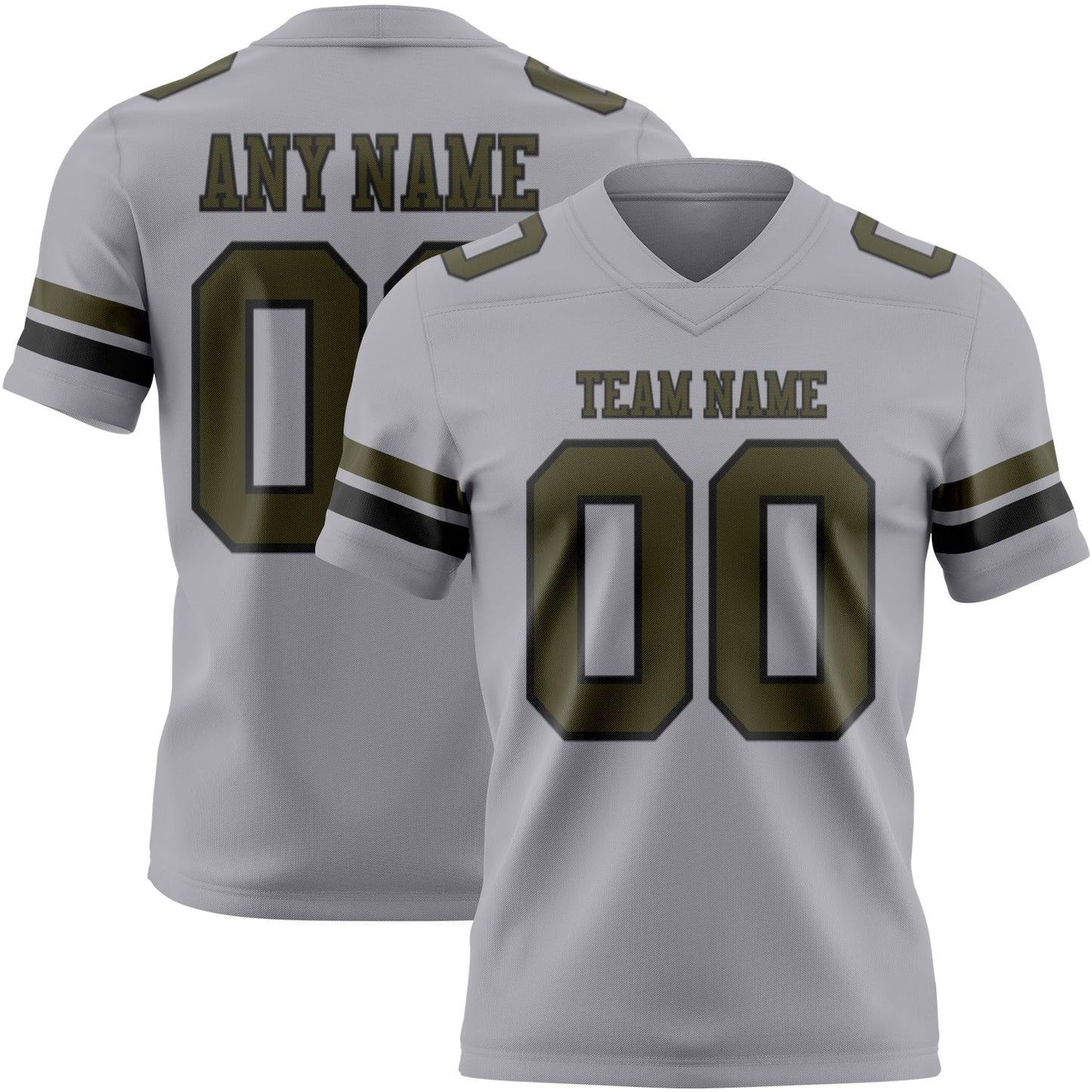 Custom Gray Olive-Black Authentic Football Jersey - Main View
