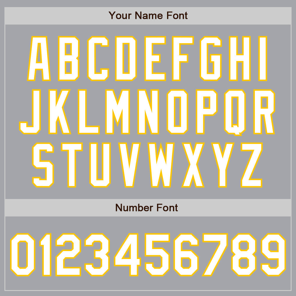 Custom Gray White-Yellow Authentic Baseball Jersey view 5