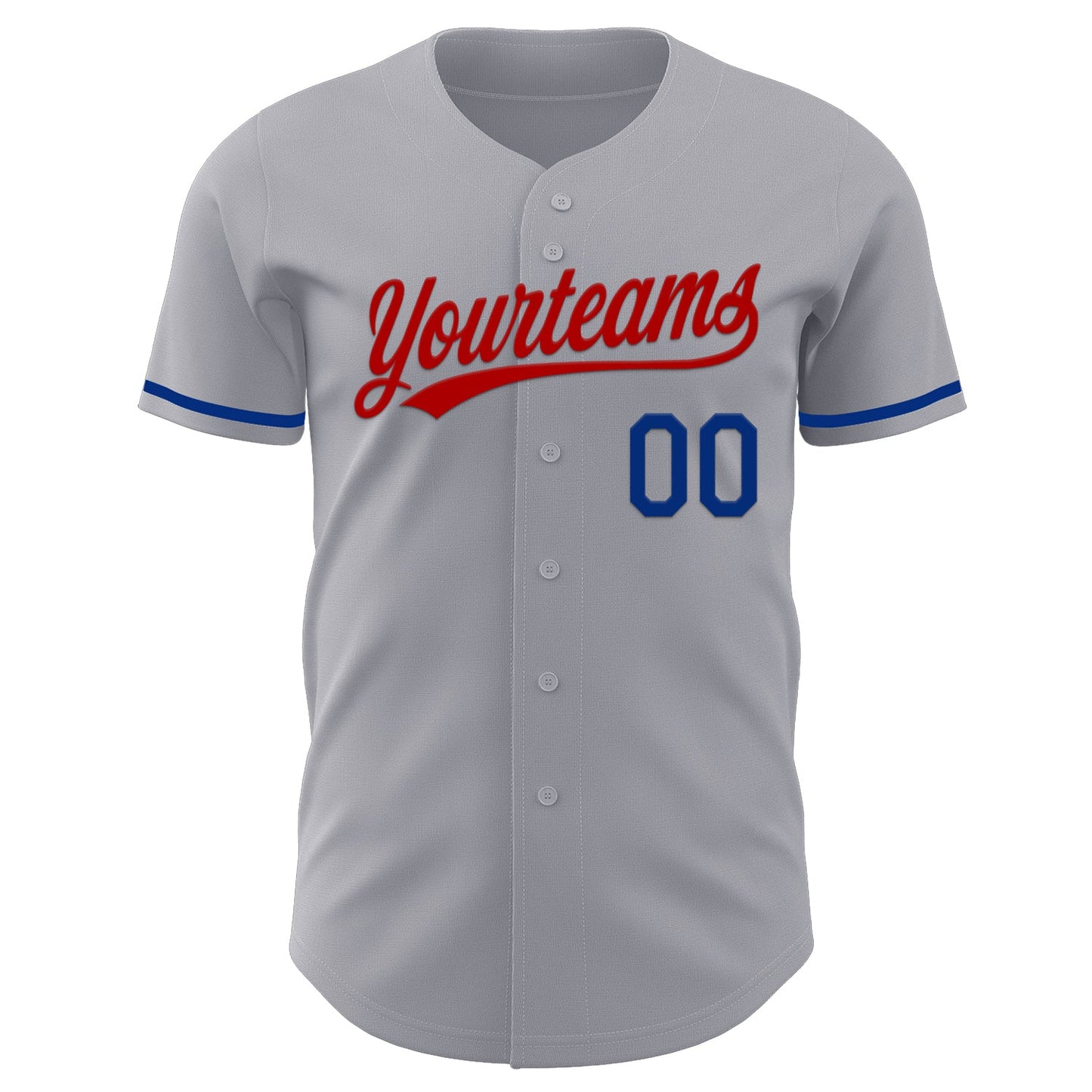 Custom Gray Royal-Red Authentic Baseball Jersey view 2