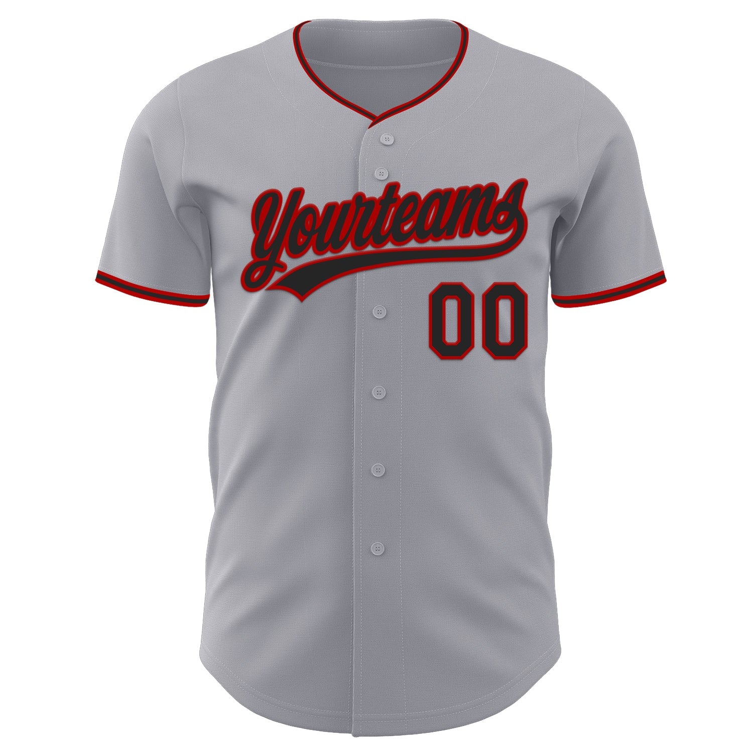 Custom Gray Black-Red Authentic Baseball Jersey view 2