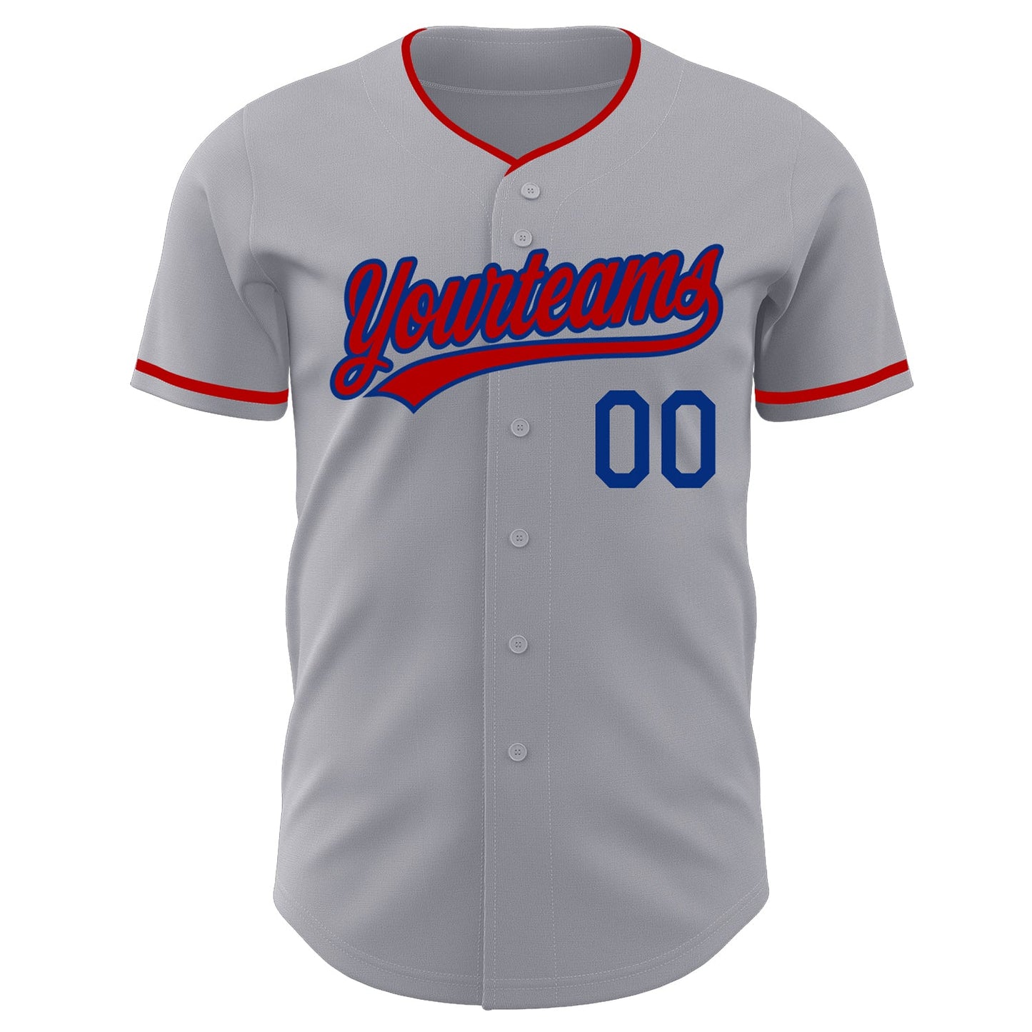 Custom Gray Red-Royal Authentic Baseball Jersey view 2