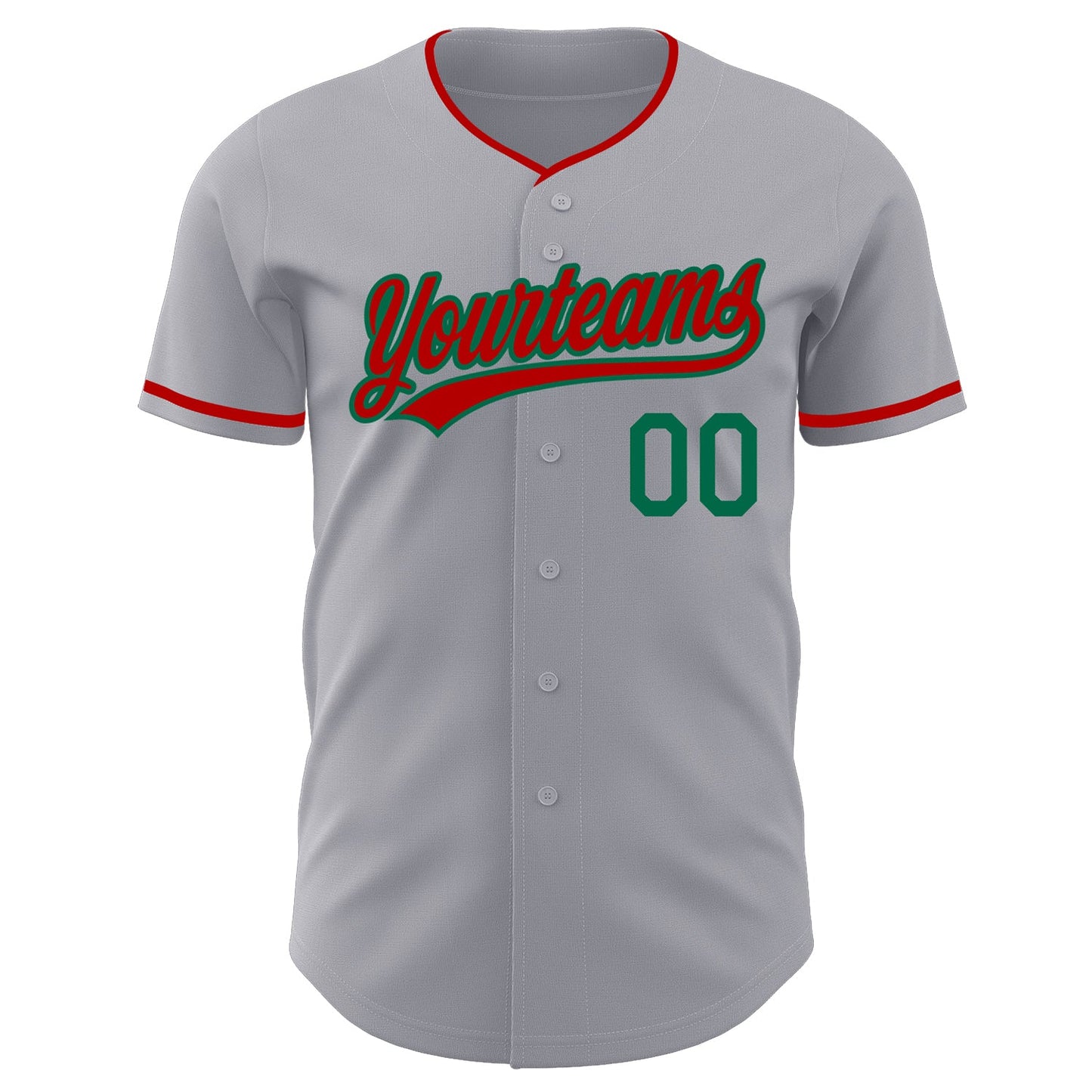 Custom Gray Red-Kelly Green Authentic Baseball Jersey view 2