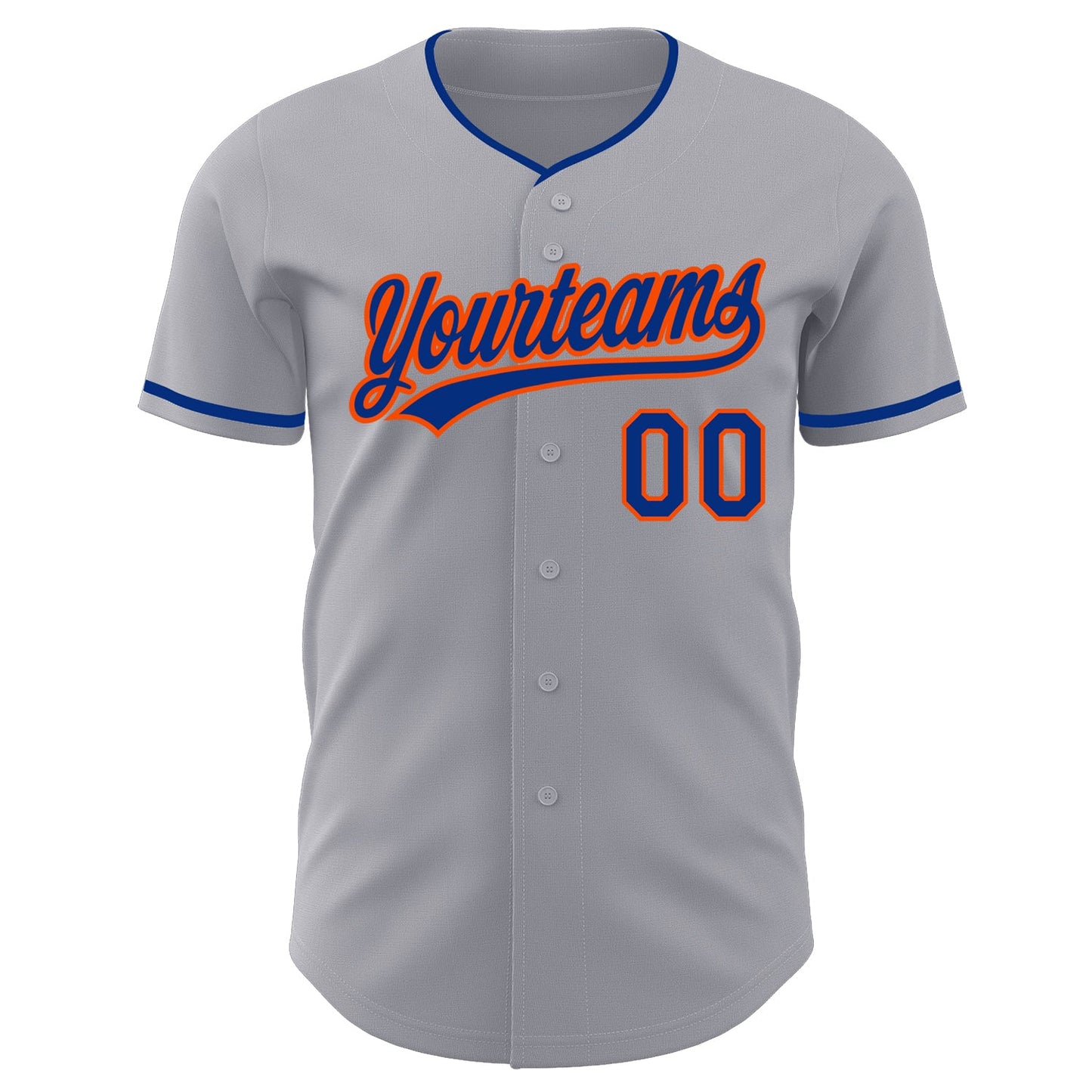 Custom Gray Royal-Orange Authentic Baseball Jersey view 2